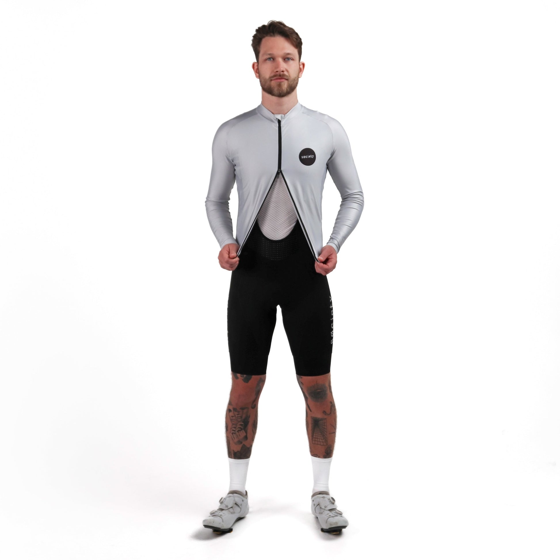 Society Cycling Yardage Thermal Long Sleeve Jersey (Grey)