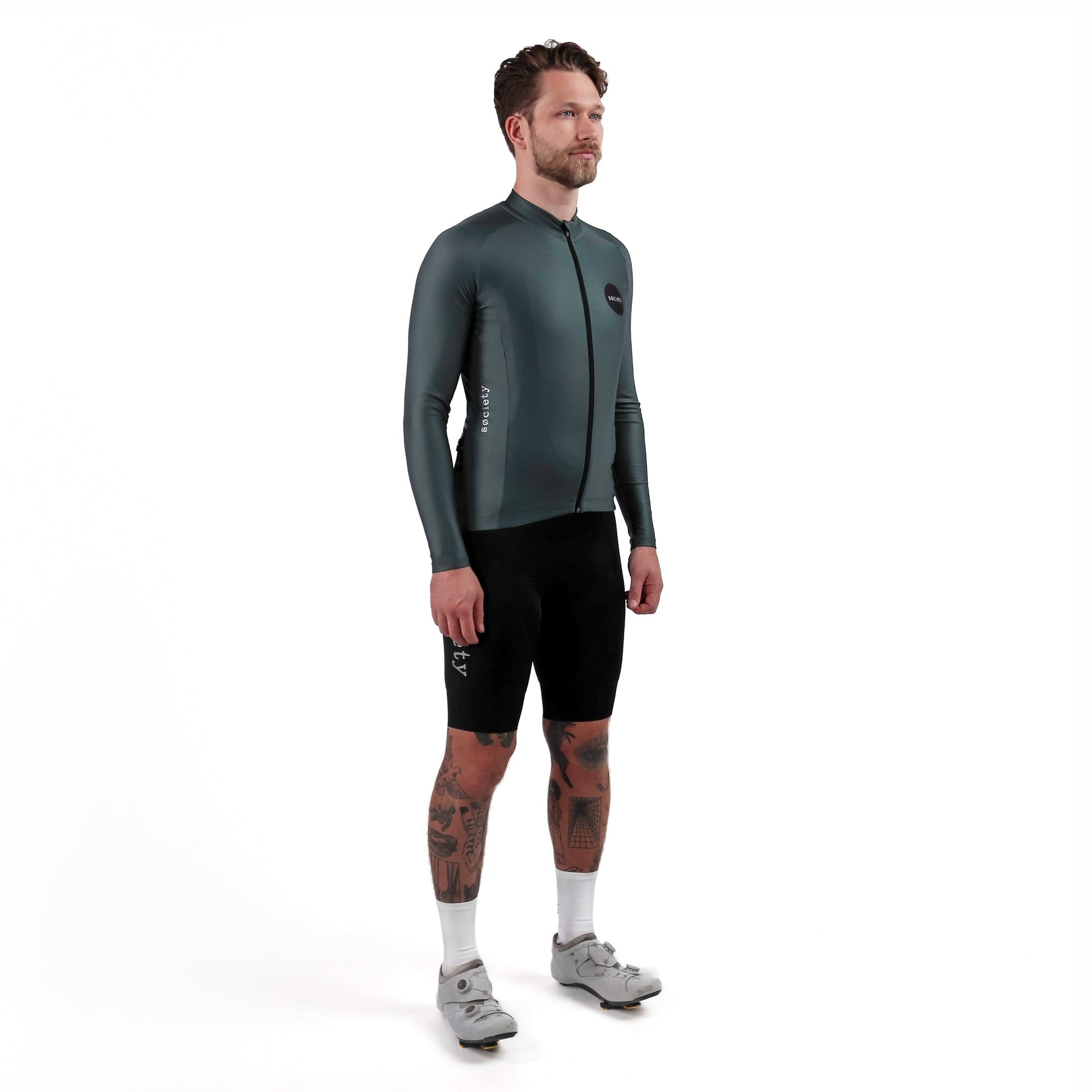 Society Cycling Yardage Thermal Long Sleeve Jersey (Petrol)