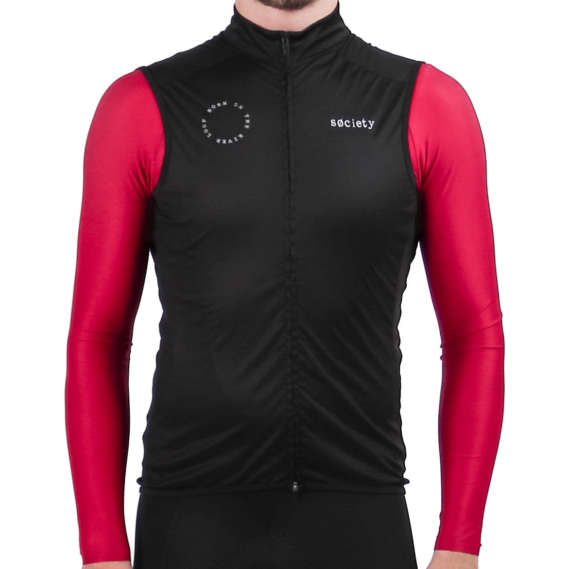 Society Cycling Club Vest and Prevail Long Sleeve Jersey Merlot